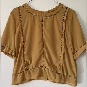 Haute Society women gold blouse large button back dress up or casual with jeans